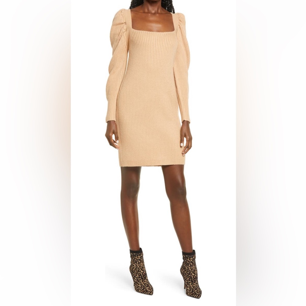 Nordstrom WAYF Leland Long Sleeve Tie Back Sheath Sweater Dress